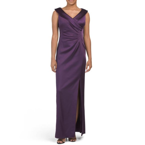 Tahari Dresses & Skirts - NWT TAHARI BY ASL Side Ruched Stretch Satin Gown